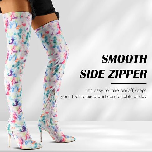 CAMSSOO Women's Over the Knee Boots Pointed Toe Stiletto Thigh High | Faux Suede / PU ,3.94" Heel Side Zip Non-Slip Base for Steady Strides Comfy Trendy Club Boots in Saudi Arabia