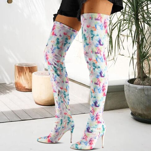 CAMSSOO Women's Over the Knee Boots Pointed Toe Stiletto Thigh High | Faux Suede / PU ,3.94" Heel Side Zip Non-Slip Base for Steady Strides Comfy Trendy Club Boots in Saudi Arabia