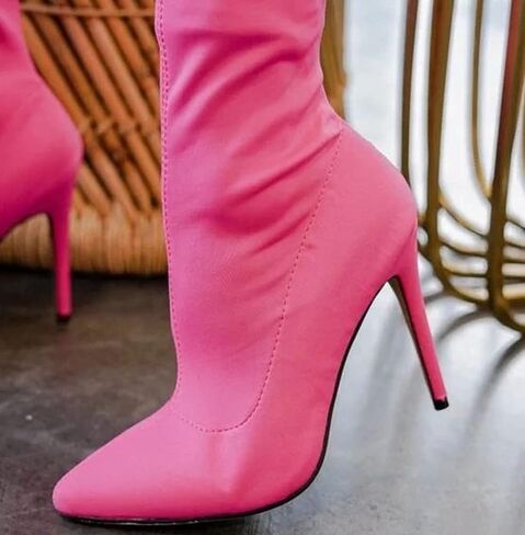 Anne Michelle Dedicate 48M Womens Elastane Pointy Toe Stiletto Boots in Kuwait