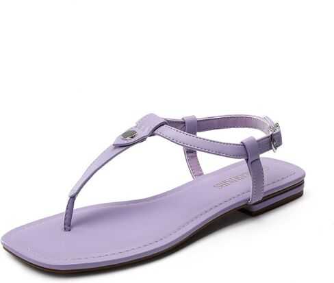 DREAM PAIRS Women's T-Strap Thong Flat Sandals with Cute Square Toe Strappy for Summer in Saudi Arabia