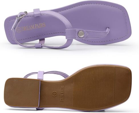 DREAM PAIRS Women's T-Strap Thong Flat Sandals with Cute Square Toe Strappy for Summer in Saudi Arabia