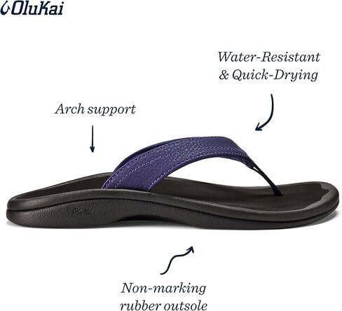 صنادل الشاطئ النسائية من OLUKAI Ohana، شرائح قلاب سريعة الجفاف، مقاومة للماء، نعل رطب ووسادة قدم مصبوبة مضغوطة in Kuwait