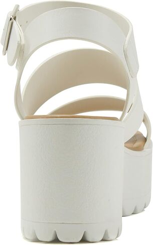 Soda ACCOUNT ~ Women Open Toe Two Bands Lug sole Fashion Block Heel Sandals with Adjustable Ankle Strap in Saudi Arabia