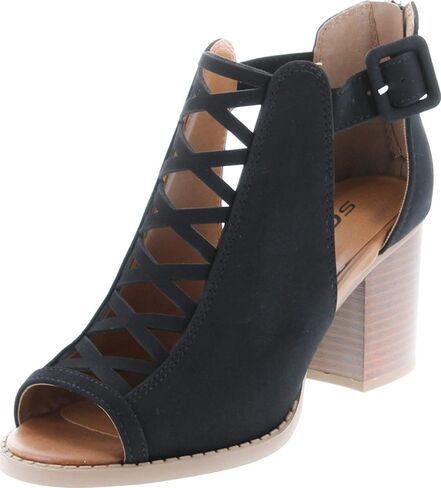 Soda Aran ~ Women Open Toe Crisscross Straps Back Zipper High Heel Fashion Sandal with Adjustable Ankle Strap in Kuwait