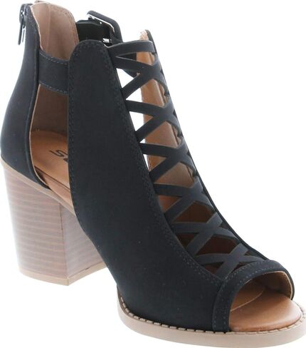 Soda Aran ~ Women Open Toe Crisscross Straps Back Zipper High Heel Fashion Sandal with Adjustable Ankle Strap in Kuwait