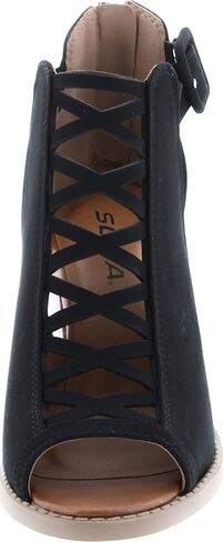 Soda Aran ~ Women Open Toe Crisscross Straps Back Zipper High Heel Fashion Sandal with Adjustable Ankle Strap in Kuwait