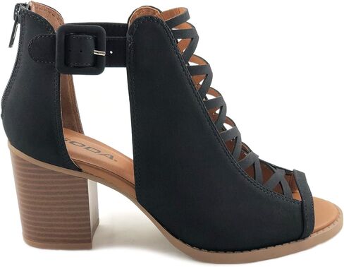 Soda Aran ~ Women Open Toe Crisscross Straps Back Zipper High Heel Fashion Sandal with Adjustable Ankle Strap in Kuwait