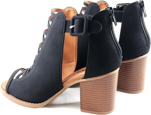 Soda Aran ~ Women Open Toe Crisscross Straps Back Zipper High Heel Fashion Sandal with Adjustable Ankle Strap in Kuwait
