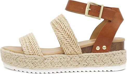 Soda Bryce Espadrille Wedge Sandal with Open Toe Buckle and Ankle Strap in Saudi Arabia
