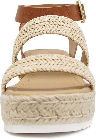 Soda Bryce Espadrille Wedge Sandal with Open Toe Buckle and Ankle Strap in Saudi Arabia