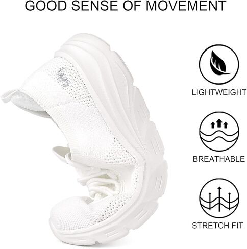 JENN ARDOR Womens Slip On Sneakers Walking Tennis Shoes Fashion Lightweight Casual Lace Up Running Sneakers for Gym Ladies Breathable Mesh Shoes Comfortable in Saudi Arabia