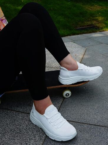 JENN ARDOR Womens Slip On Sneakers Walking Tennis Shoes Fashion Lightweight Casual Lace Up Running Sneakers for Gym Ladies Breathable Mesh Shoes Comfortable in Saudi Arabia