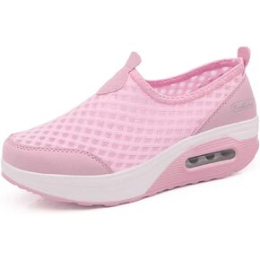 L LOUBIT Women Walking Shoes Slip on Athletic Platform Mesh Tennis Breathable Wedge Sneakers