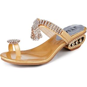 Ladies Diamond Fashion Low Heel Thong Sandals,Summer Sparkling Diamond Block Heel Beach Sandals,Arch Support Sandals.