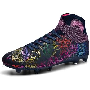 ESXGED Womens High Top Lightweight Soccer Cleats Mens Comfy Football Boots Spikes Shoes Training Sports Sneakers