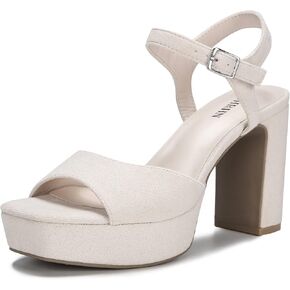 OOHRHN Women's Suede Platforms Heels Wedges Sandals Square Open Toe Heeled Ankle Strap Sandal Wedding Sexy Dress Block Chunky High Heels Pumps