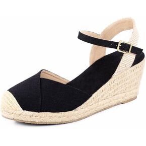 Qonetic Women's Espadrille Wedge Sandals Closed Toe Platform Summer Shoes | Dress Shoes,Casual Fashion,Vacation Outfits,Beach Trips,Travel,Shopping,Comfort,Adjustable Buckle,Wedge Heel in Saudi Arabia