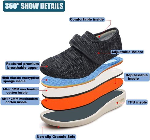 W&LESVAGO Breathable Lightweight Adjustable Diabetic Shoes Wide Width Air Cushion Walking Sneakers for Women Swollen Feet in Saudi Arabia