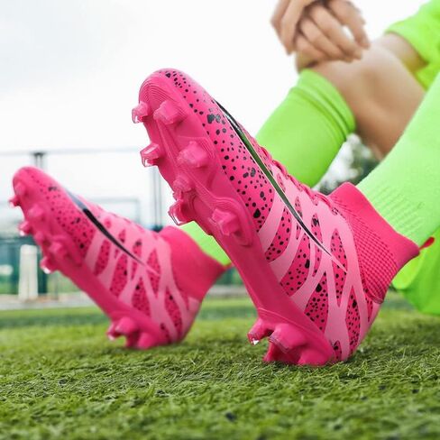 DHOVOR Womens Soccer Cleats Youth Football Cleats High-Top Athletics Football Trainers Outdoor and Indoor Soccer Shoes in Saudi Arabia