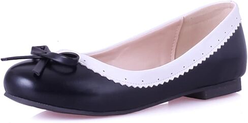 LaShoes Women Boedered Pump Shoes with Bow Tie Decorated and Flat Heel in Kuwait