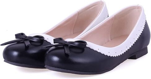 LaShoes Women Boedered Pump Shoes with Bow Tie Decorated and Flat Heel in Kuwait