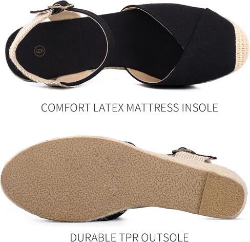 Qonetic Women's Espadrille Wedge Sandals Closed Toe Platform Summer Shoes | Dress Shoes,Casual Fashion,Vacation Outfits,Beach Trips,Travel,Shopping,Comfort,Adjustable Buckle,Wedge Heel in Kuwait