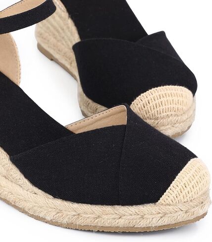 Qonetic Women's Espadrille Wedge Sandals Closed Toe Platform Summer Shoes | Dress Shoes,Casual Fashion,Vacation Outfits,Beach Trips,Travel,Shopping,Comfort,Adjustable Buckle,Wedge Heel in Kuwait