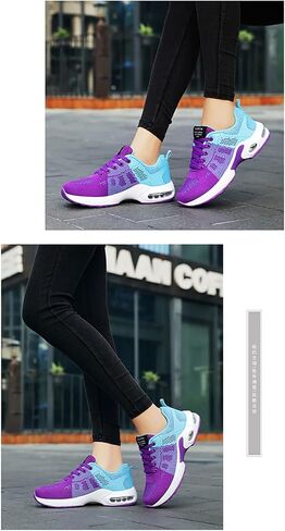 Fenlogft Women's Flying Knit Running Shoes - Lightweight Lace-up Sneakers for Daily Walking and Work, Garden Shoes in Kuwait