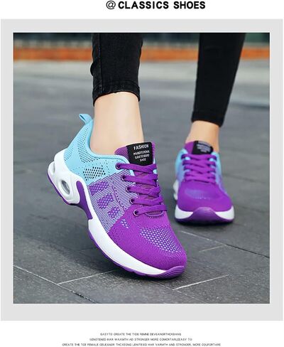 Fenlogft Women's Flying Knit Running Shoes - Lightweight Lace-up Sneakers for Daily Walking and Work, Garden Shoes in Kuwait