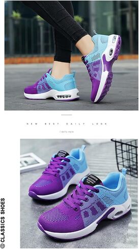 Fenlogft Women's Flying Knit Running Shoes - Lightweight Lace-up Sneakers for Daily Walking and Work, Garden Shoes in Kuwait
