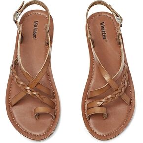 فييتس صندل نسائي سهل الارتداء - حذاء صيفي كاجوال بحزام متقاطع مريح للسيدات. in Kuwait