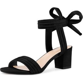 Perphy Pleated Open Toe Lace Up Chunky Heels Sandals for Women