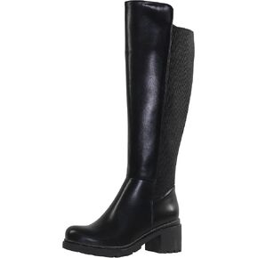 Women's Boots Knee High Chunky Heels Elastics Side Zipper Closure