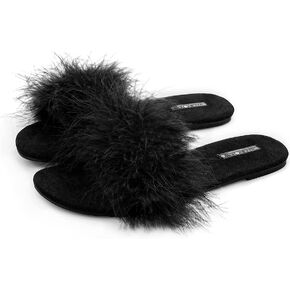 BCTEX COLL Women's Fuzzy Fluffy Open Toe Memory Foam Feather Slippers | Slip-on, Furry Indoor House Sandals, Sexy, Bride, Bridesmaid Slipper in Saudi Arabia