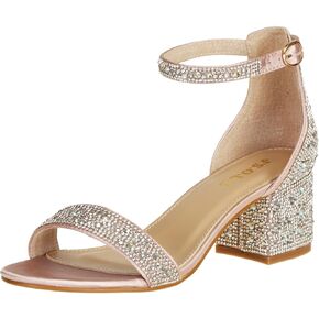 J's.o.l.e Women's Sparkly Open Toe Low Block Heel Rhinestone Dress Sandals Wedding Shoes for Bride in Kuwait