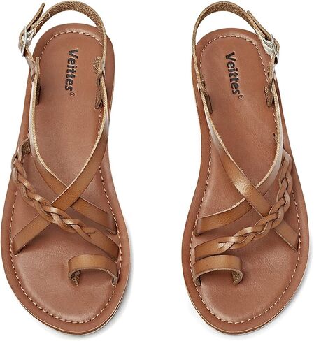 فييتس صندل نسائي سهل الارتداء - حذاء صيفي كاجوال بحزام متقاطع مريح للسيدات. in Kuwait