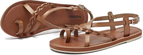 فييتس صندل نسائي سهل الارتداء - حذاء صيفي كاجوال بحزام متقاطع مريح للسيدات. in Kuwait