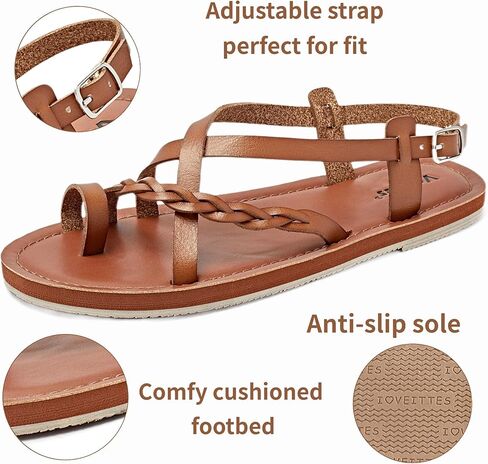 فييتس صندل نسائي سهل الارتداء - حذاء صيفي كاجوال بحزام متقاطع مريح للسيدات. in Kuwait