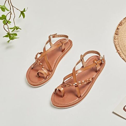 فييتس صندل نسائي سهل الارتداء - حذاء صيفي كاجوال بحزام متقاطع مريح للسيدات. in Kuwait