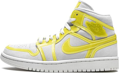 حذاء Nike WMNS Air Jordan 1 Mid Lx Opti Yellow للنساء، أبيض فاتح/Opti أصفر/أبيض، 8W in Saudi Arabia