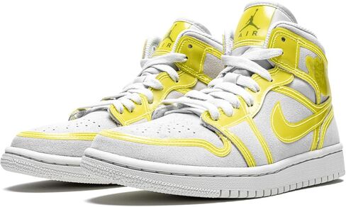 حذاء Nike WMNS Air Jordan 1 Mid Lx Opti Yellow للنساء، أبيض فاتح/Opti أصفر/أبيض، 8W in Saudi Arabia