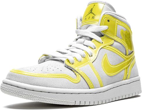 حذاء Nike WMNS Air Jordan 1 Mid Lx Opti Yellow للنساء، أبيض فاتح/Opti أصفر/أبيض، 8W in Saudi Arabia