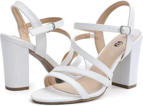 صنادل Rekayla النسائية ذات الكعب العالي المكتنزة ذات الأشرطة المفتوحة عند أصابع القدم وحزام الكاحل للنساء in Kuwait