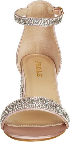 J's.o.l.e Women's Sparkly Open Toe Low Block Heel Rhinestone Dress Sandals Wedding Shoes for Bride in Saudi Arabia