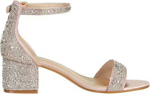 J's.o.l.e Women's Sparkly Open Toe Low Block Heel Rhinestone Dress Sandals Wedding Shoes for Bride in Saudi Arabia