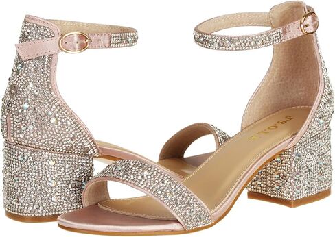 J's.o.l.e Women's Sparkly Open Toe Low Block Heel Rhinestone Dress Sandals Wedding Shoes for Bride in Saudi Arabia