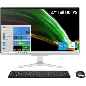 جهاز كمبيوتر آيسر أسباير C27-1700-UA91 AIO | شاشة IPS عالية الدقة مقاس 27 بوصة | الجيل الثاني عشر من Intel Core i5-1235U | رسومات Intel Iris Xe | ذاكرة DDR4 سعة 16 جيجابايت | محرك أقراص NVMe M.2 SSD بسعة 512 جيجابايت | Intel Wireless Wi-Fi 6 | Windows 11 