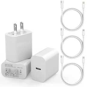 3Pack iPhone 14 13 12 Fast Charger [Apple MFi Certified], 20W PD Adapter with 6FT Type C to Lightning Cable Fast Charging USB C Wall Charger for iPhone 14/13/12/11 Pro/Pro Max/XS Max/XS/XR/X
