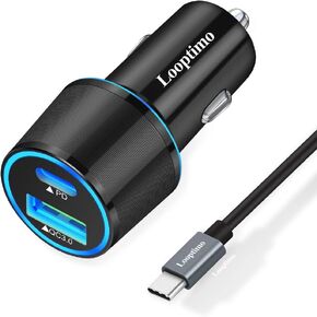 Fast USB C Car Charger, Compatible with Google Pixel 8/8 Pro/7/7 Pro/6/6a/6 Pro/5a/5/4a/4/4 XL/3, 30W Power Delivery & Quick Charge 3.0 Car Adapter (Fast Charging Type C Cable 3.3Ft Included)