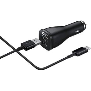 Samsung Super Fast Dual Car Charger (45W+15W) Dual Ports USB-C & USB-A - Black - EP-L5300XBEGWW in Saudi Arabia